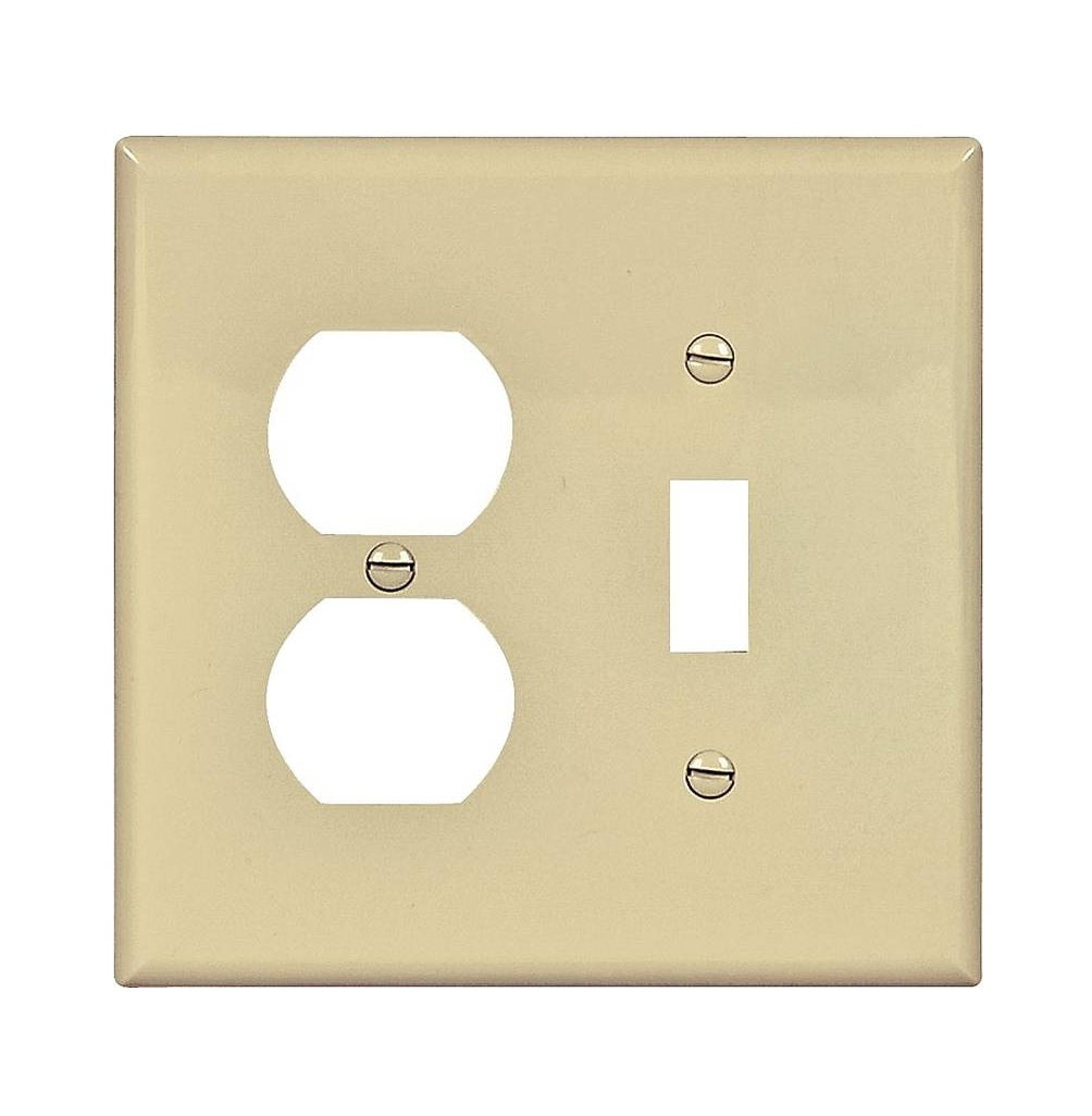Arrow Hart PJ18V Combination Wall Plate, Ivory, 2 Gang