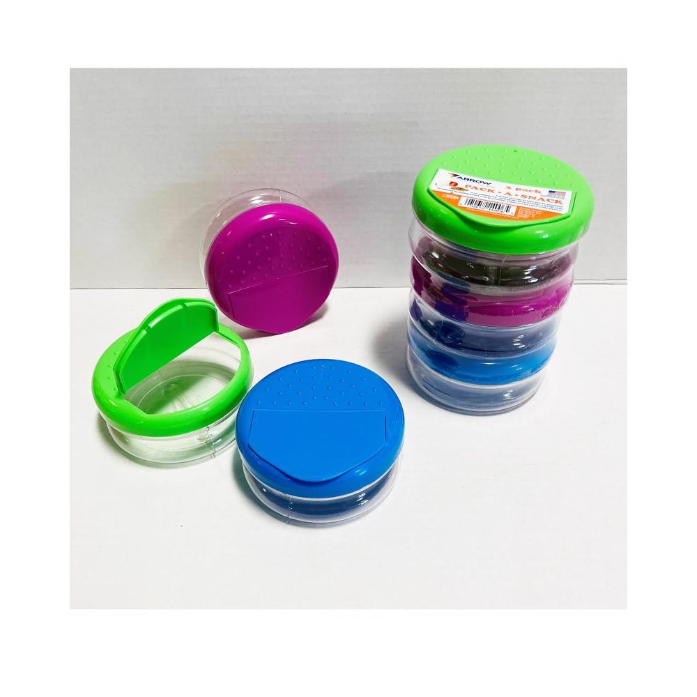 Arrow Home Products 14006 Pack-A-Snack Containers With Lids, Assorted Colors