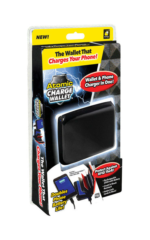 Atomic Charge Wallet 12028-6 As Seen On TV Personal Wallet/Phone Charger, Aluminum, Black