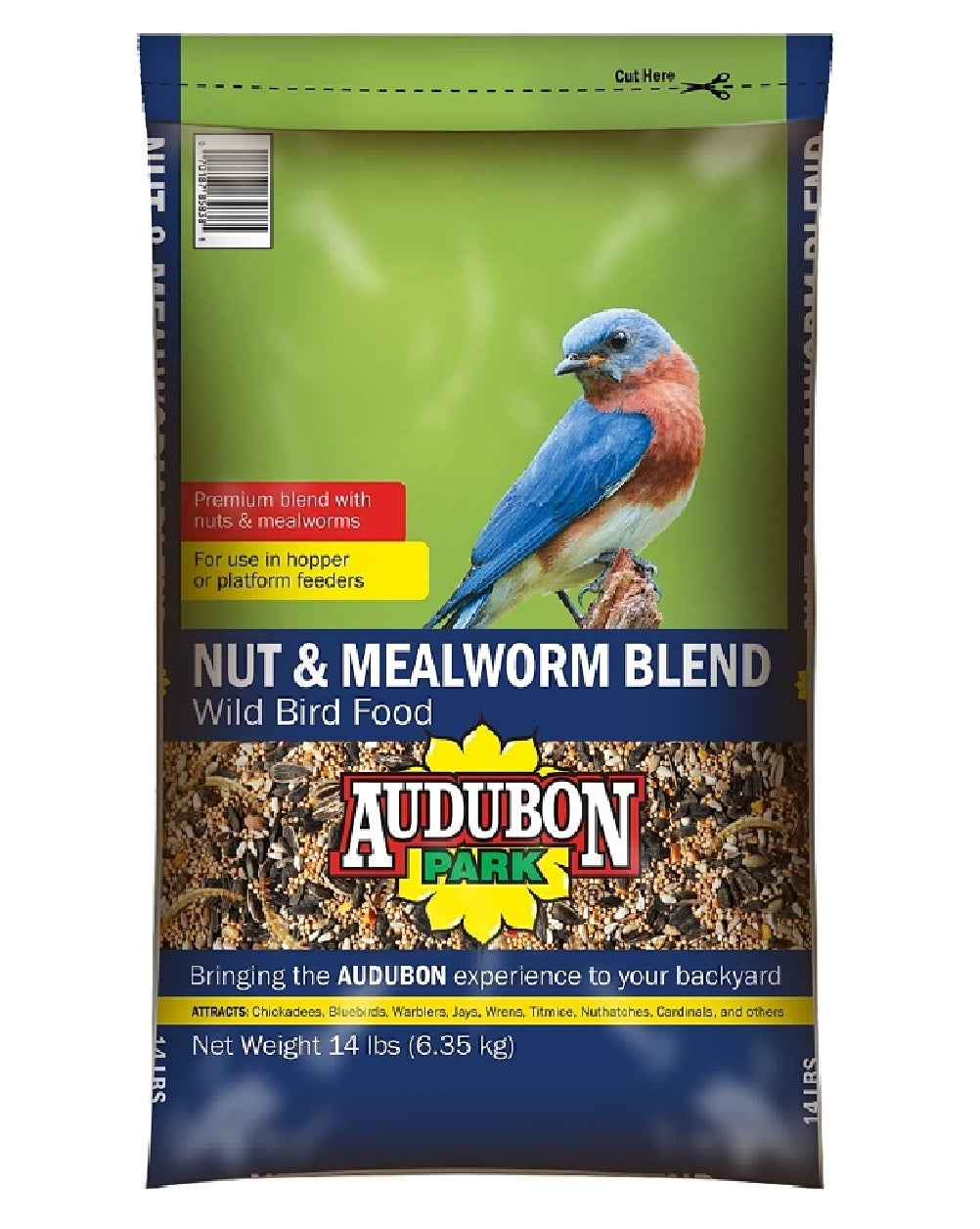 Audubon Park 13029 Nut and Mealworm Blend Wild Bird Food, 14 Lb