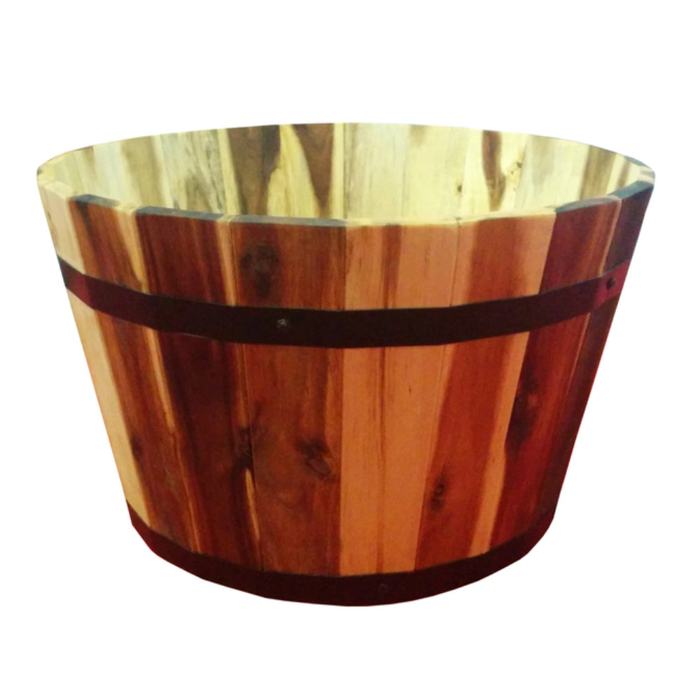 Avera AWP304210 Round Barrel Planter, Wood, 21 In