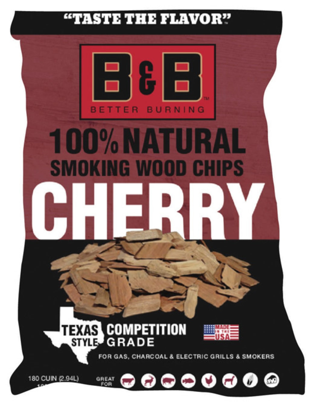 B & B Charcoal 00126 Cherry Wood Smoking Chips, 180 Cubic Inch
