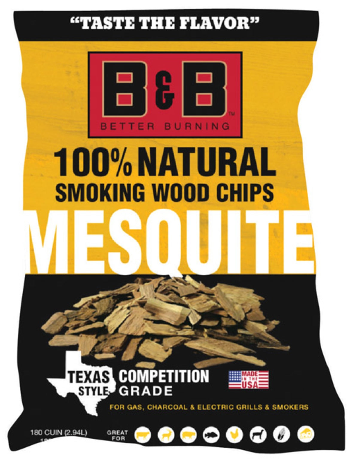 B & B Charcoal 00122 Mesquite Wood Smoking Chips, 180 Cubic Inch