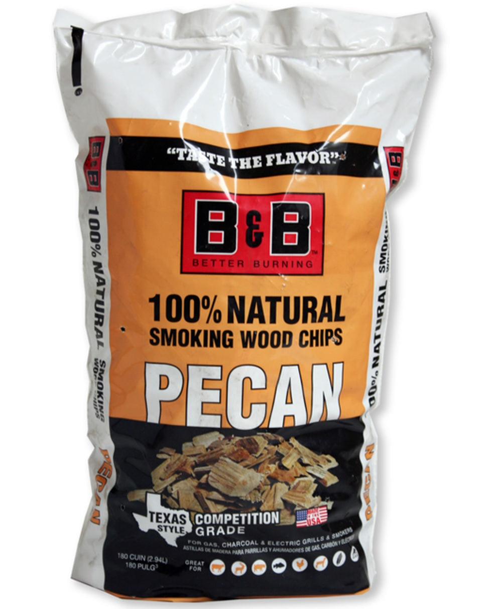 B & B Charcoal 00123 Pecan Wood Smoking Chips, 180 Cubic Inch