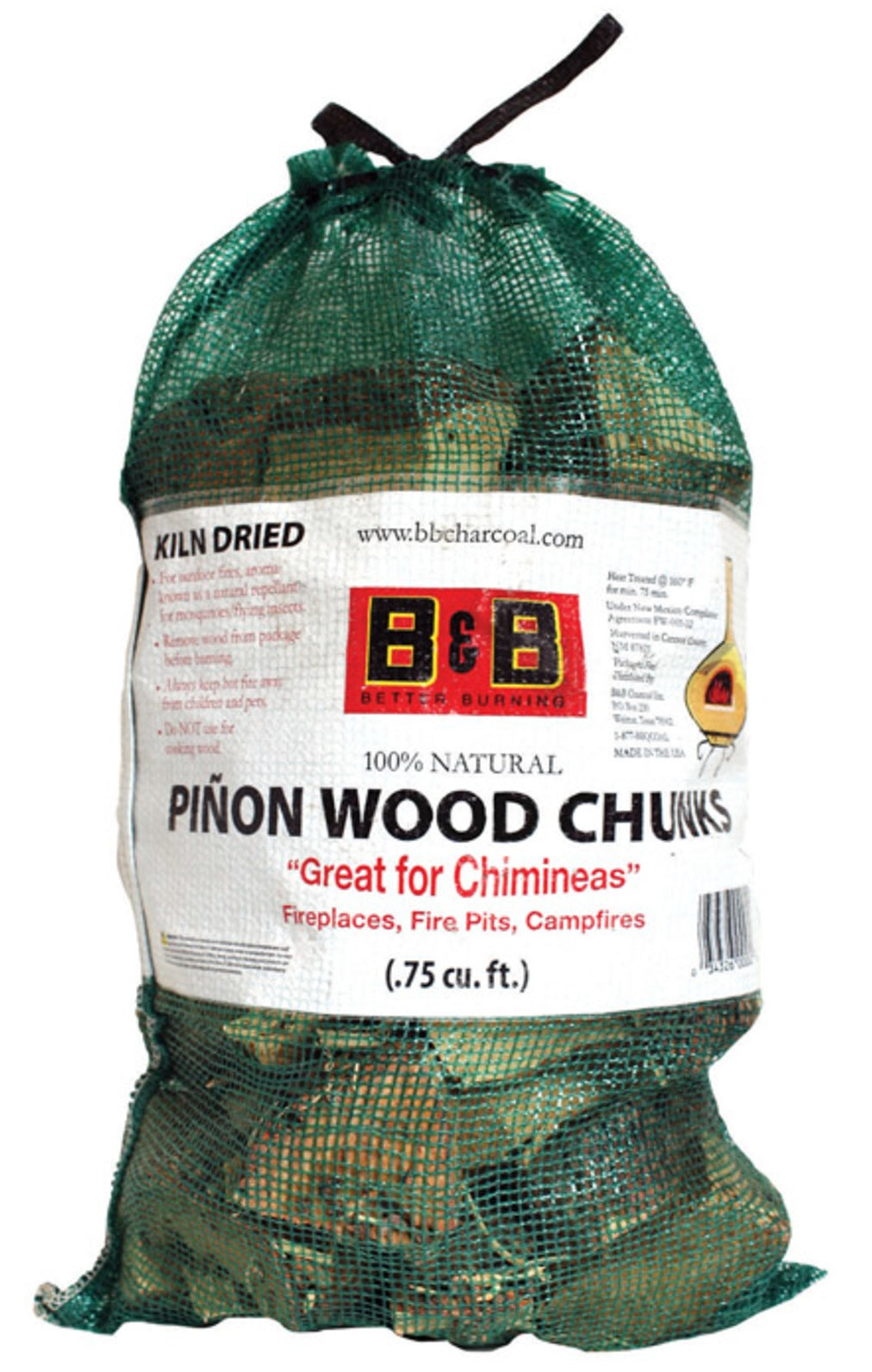 B & B Charcoal 00082 Pinon Wood Chunks, .75 Cubic Feet