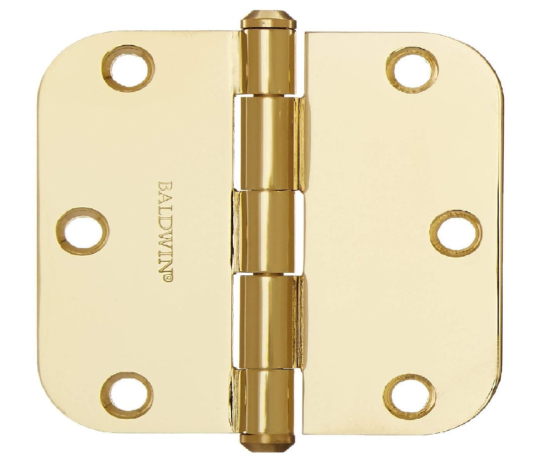 Baldwin 9BR7024004 Radius Hinge, Lifetime Polished Brass
