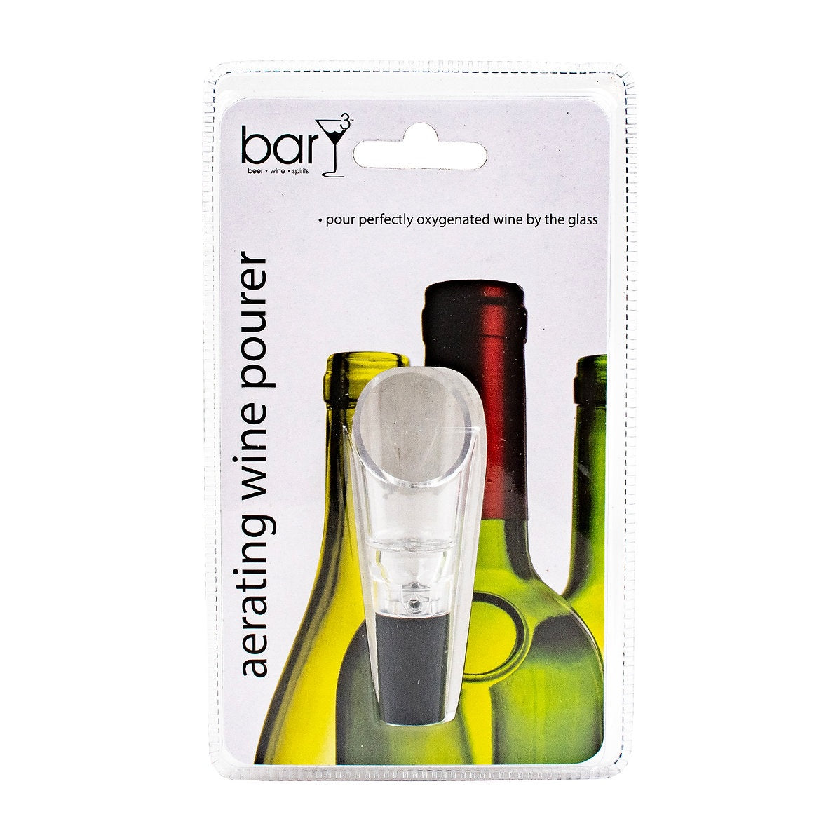 BarY3 BAR-0754 Aerating Wine Pourer, Black/Clear