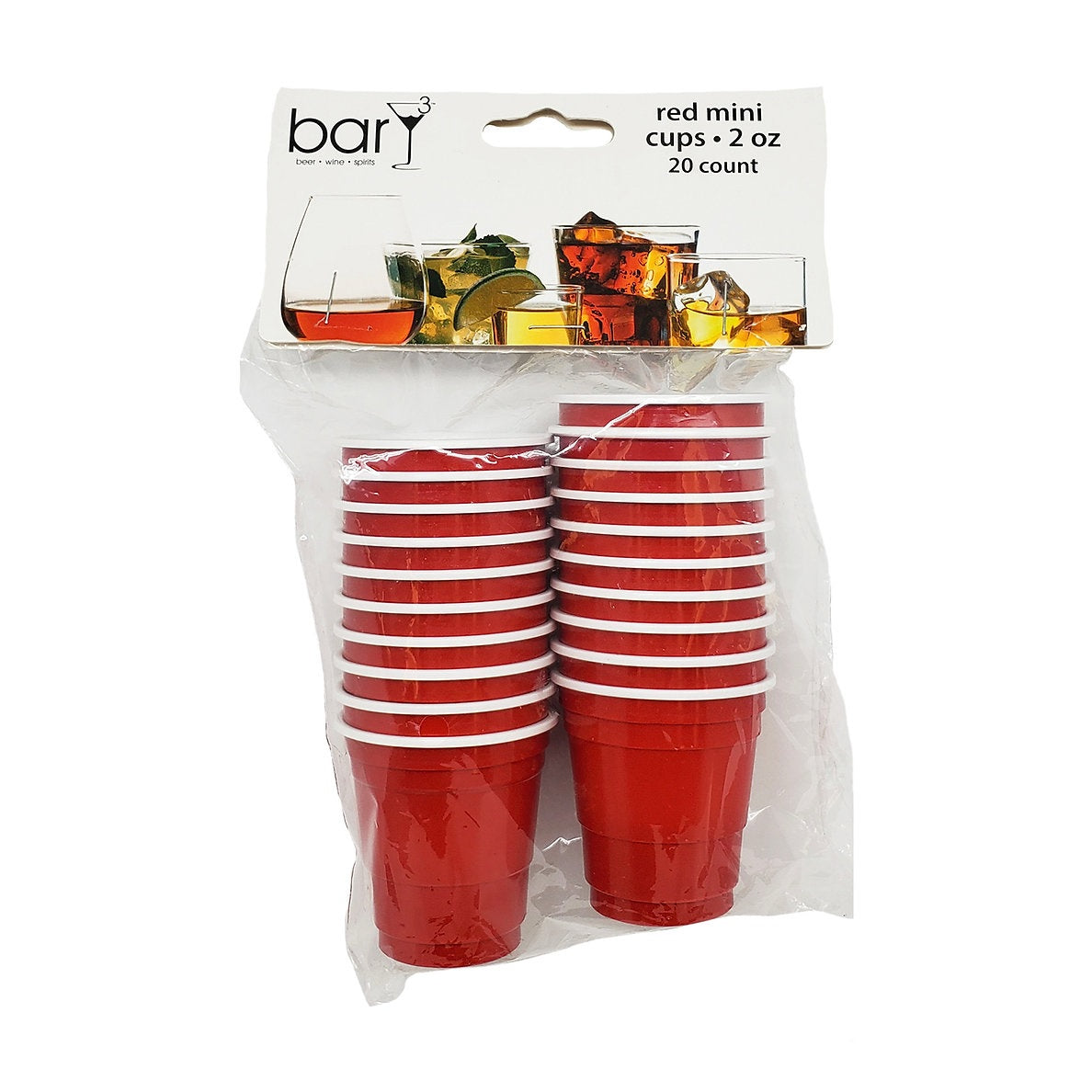 BarY3 BAR-0190 Disposable Shot Glass, Red/White, Polypropylene
