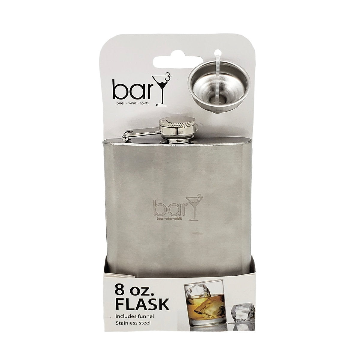 BarY3 BAR-0137 Flask, Silver, Stainless Steel