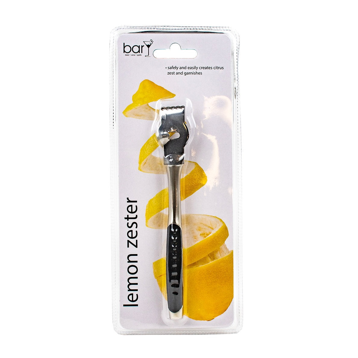 BarY3 BAR-0755 Lemon Zester, Black/Silver, Stainless Steel