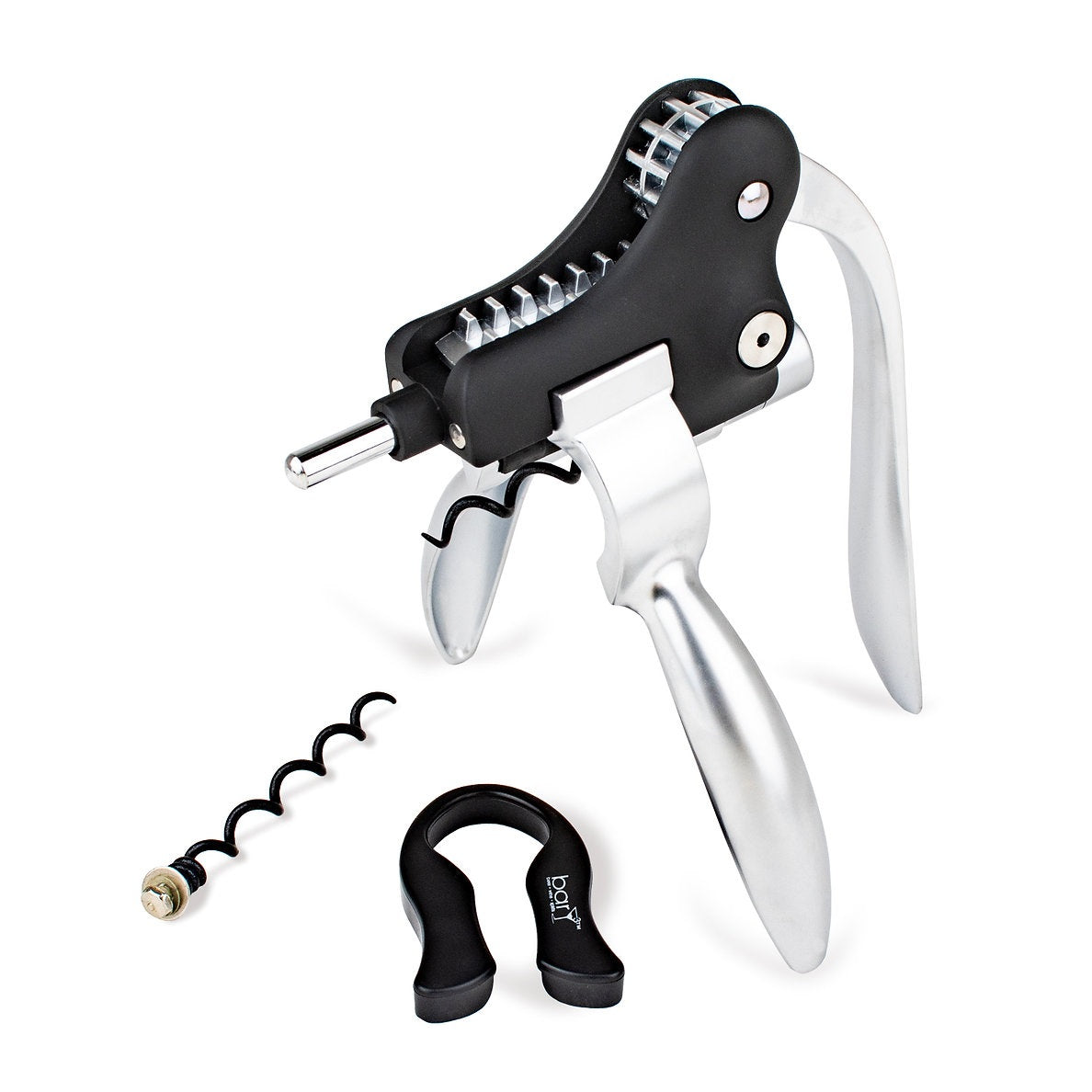 BarY3 BAR-0753 Lever Corkscrew Set, Black/Silver, Stainless Steel