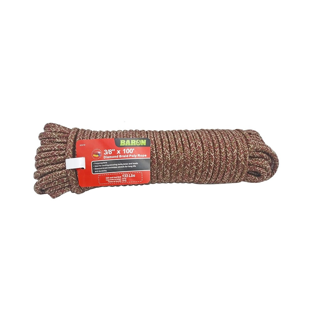 Barot Rope Baron 52219 Diamond Braided Rope, 3/8 Inch X 100 Feet, Camo — LIfe and Home