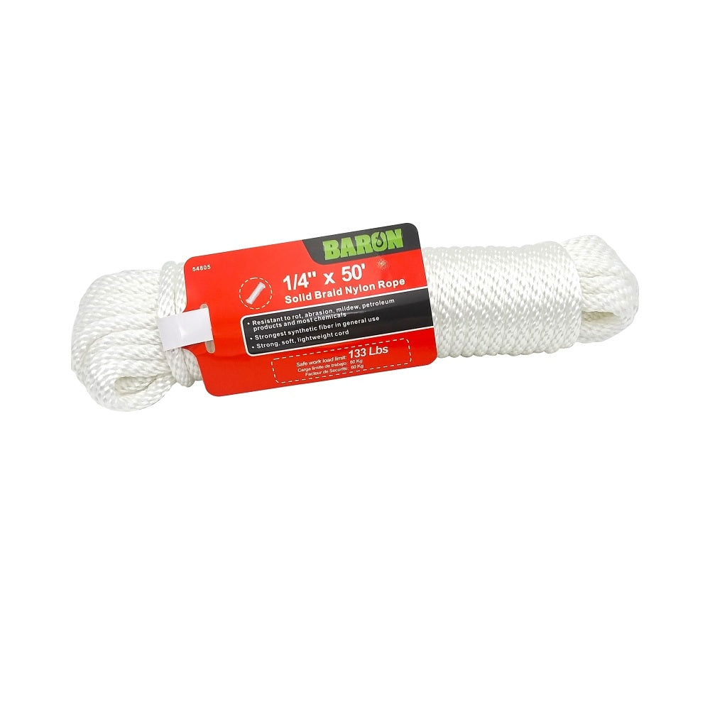 Baron 54805 Smooth Braided Rope, 1/4 Inch x 50 Feet