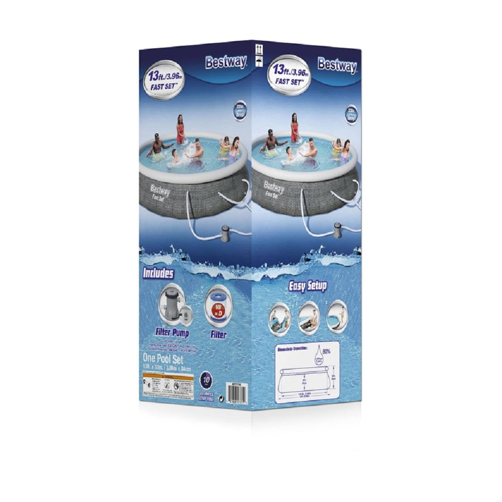 Bestway 57375E Fast Set Round Above Ground Pool, Gray