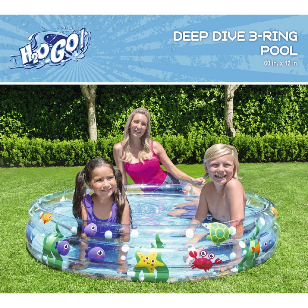 Bestway 51004E H2OGO! Deep Dive 3-Ring Round Inflatable Pool, Assorted Color
