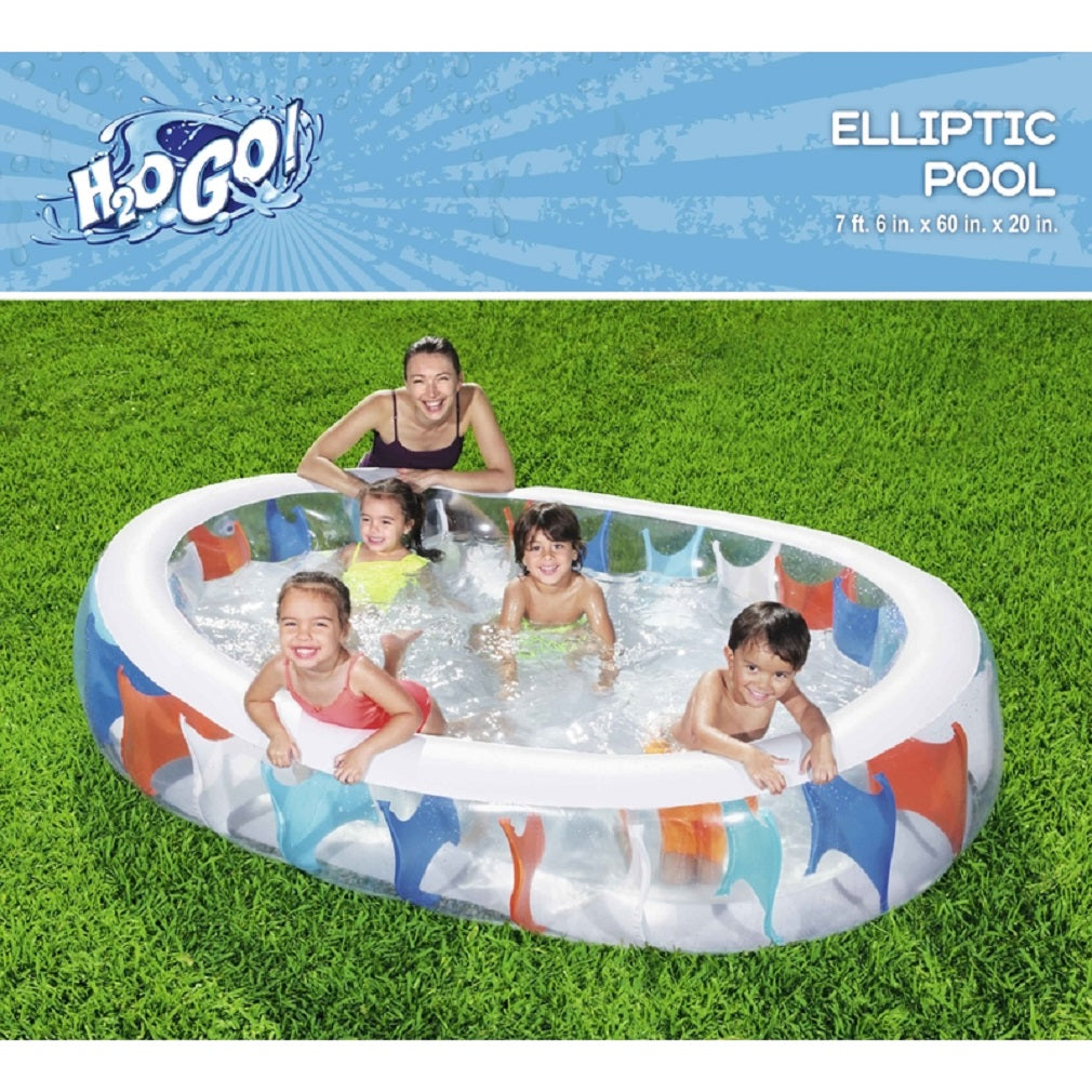 Bestway 54066E H2OGO! Elliptic Rectangular Inflatable Pool, Multicolor