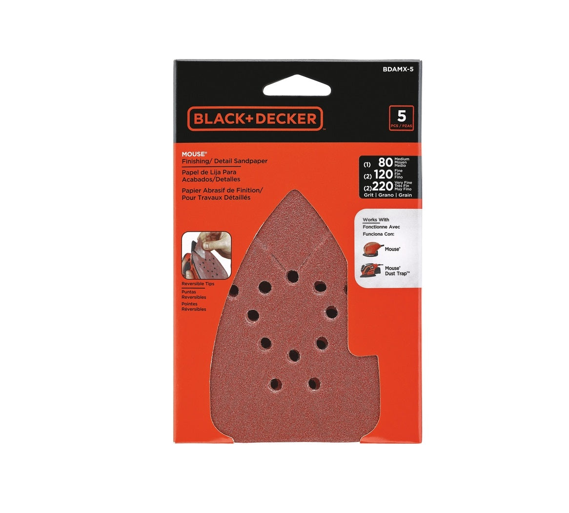 Black & Decker BDAMX-5 Mouse Assorted Sandpaper Kit, Pack of 5