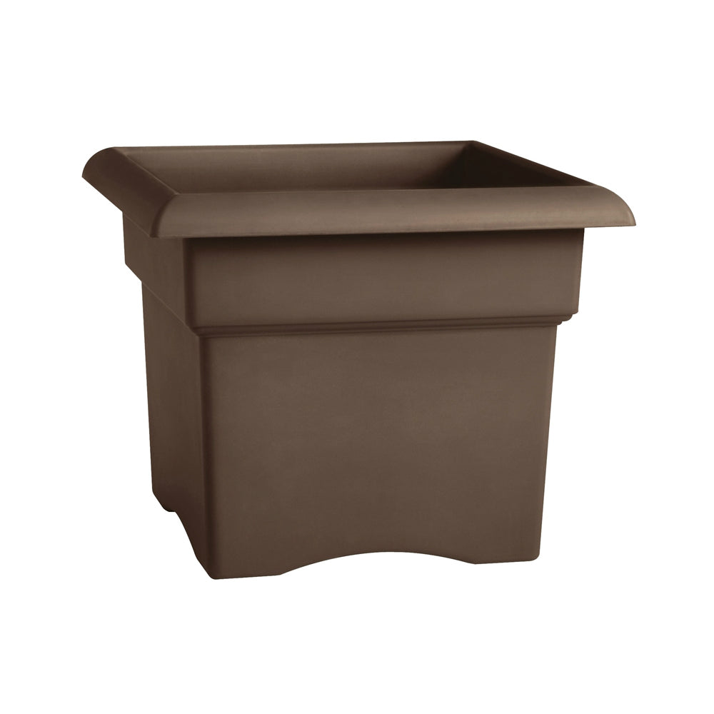 Bloem 457185-1001 Veranda Square Deck Box Planter, Chocolate, Plastic, 18"