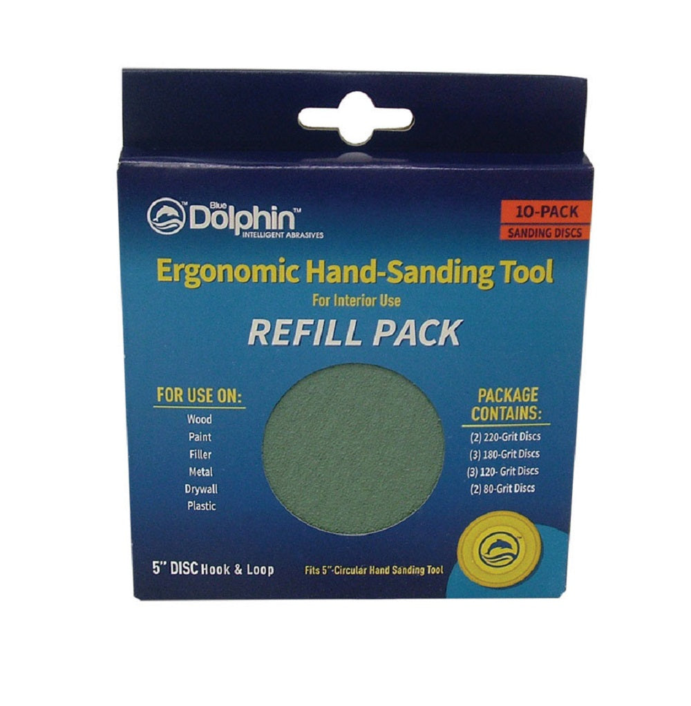 Blue Dolphin BD HS INT RFL Palm Sanding Pad, 5", 10 Piece