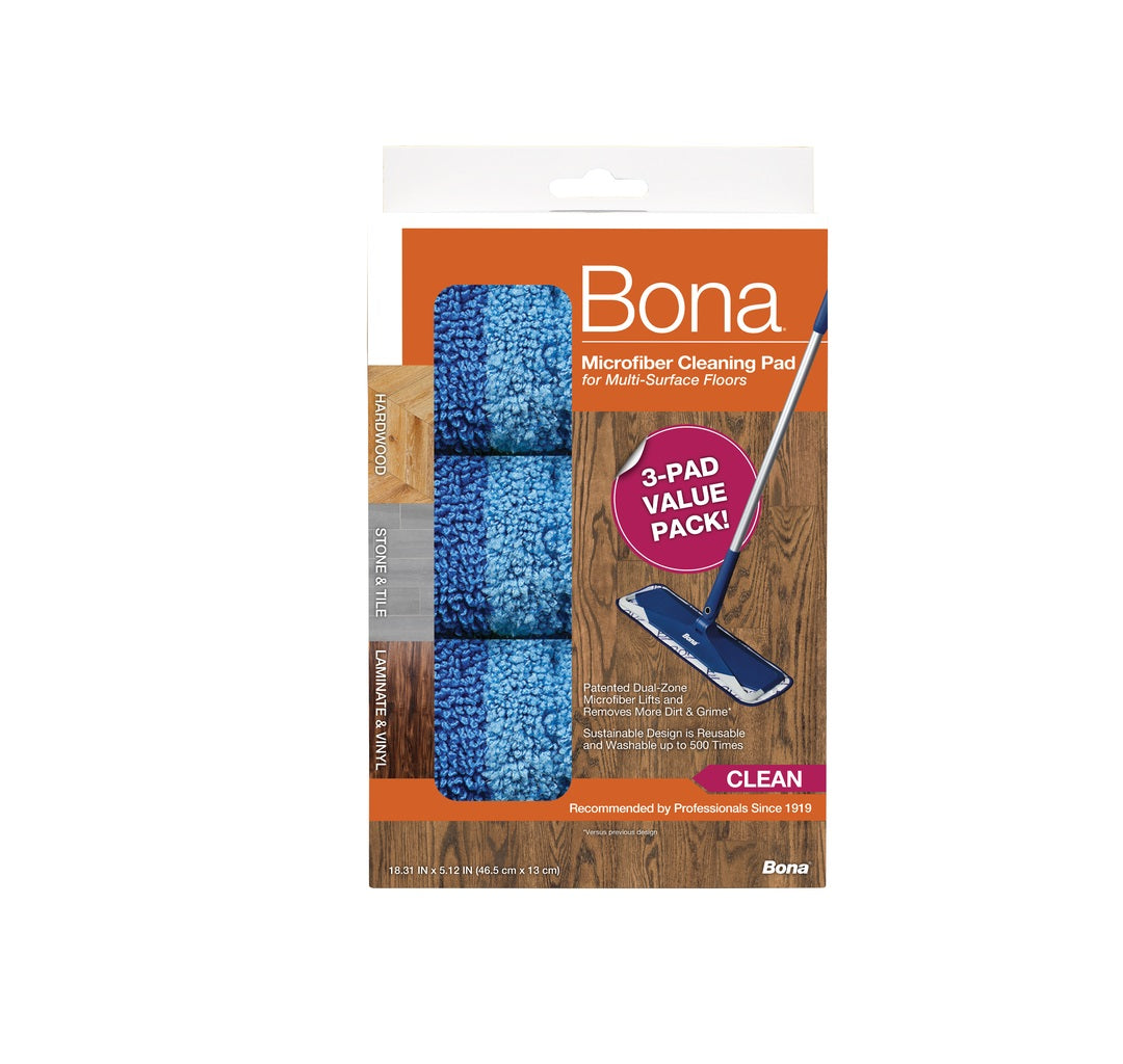 Bona AX0003608 Cleaning Microfiber Mop Pad, Pack of 3