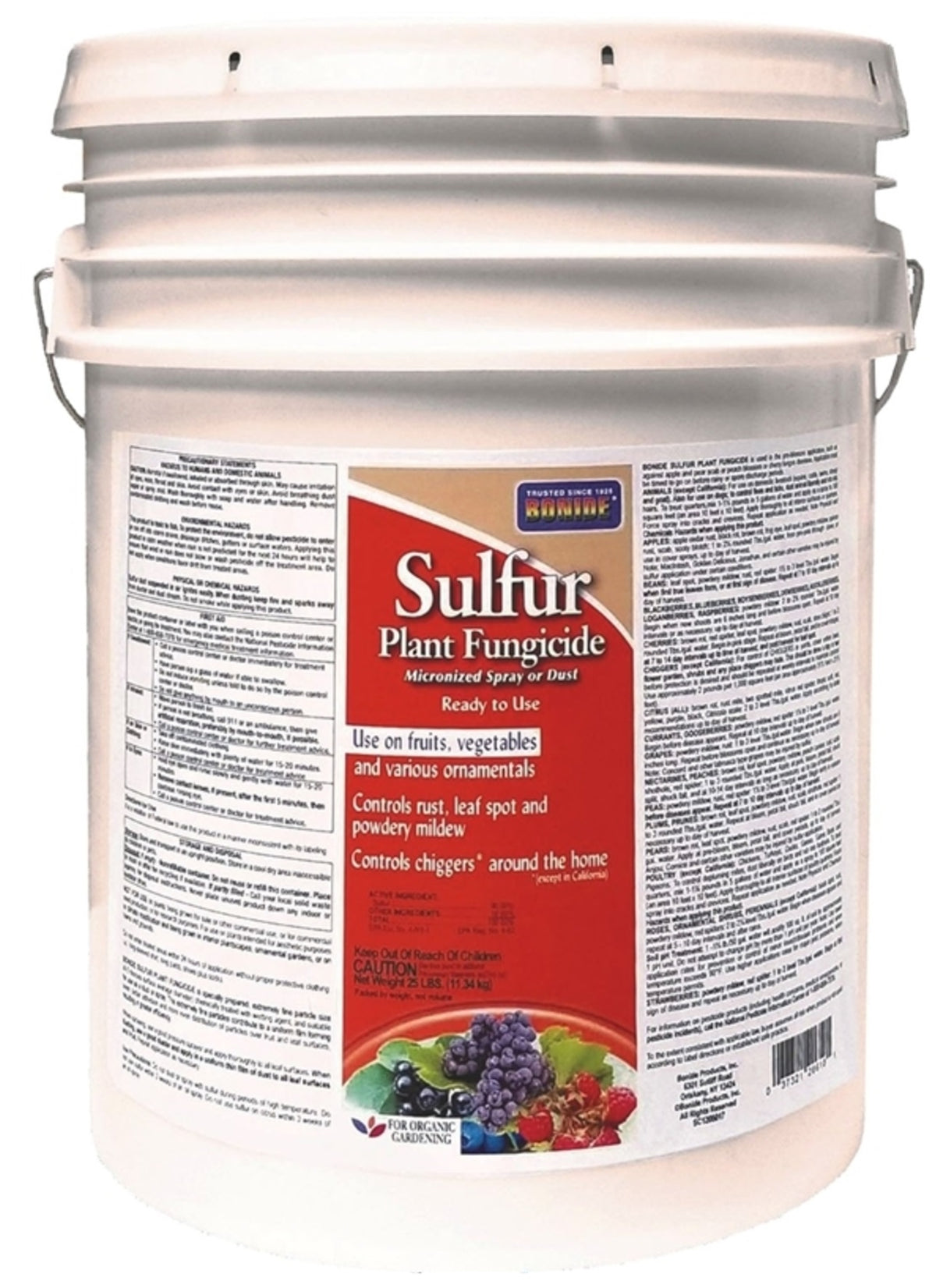 Bonide 20610 Dust Sulfur Bucket, 25 Lbs