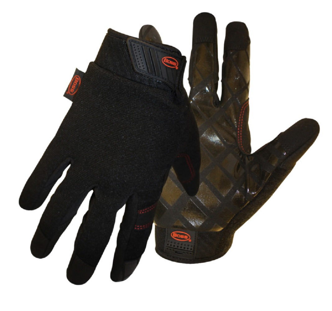 Boss 5211M Diamond Grip Mechanic Gloves, Black
