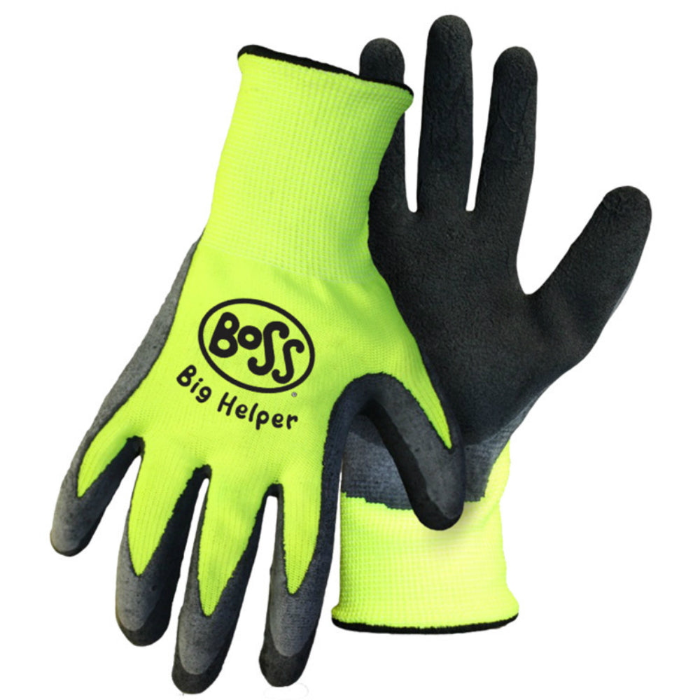 Boss 8412K Kids Big Helper High Visibility Nylon Knit Latex Palm