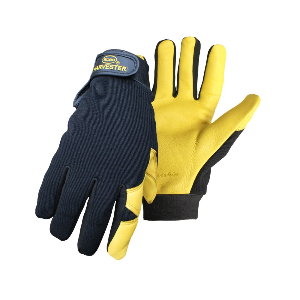 Boss 4187L Harvester Lined Deerskin Palm Gloves, Large
