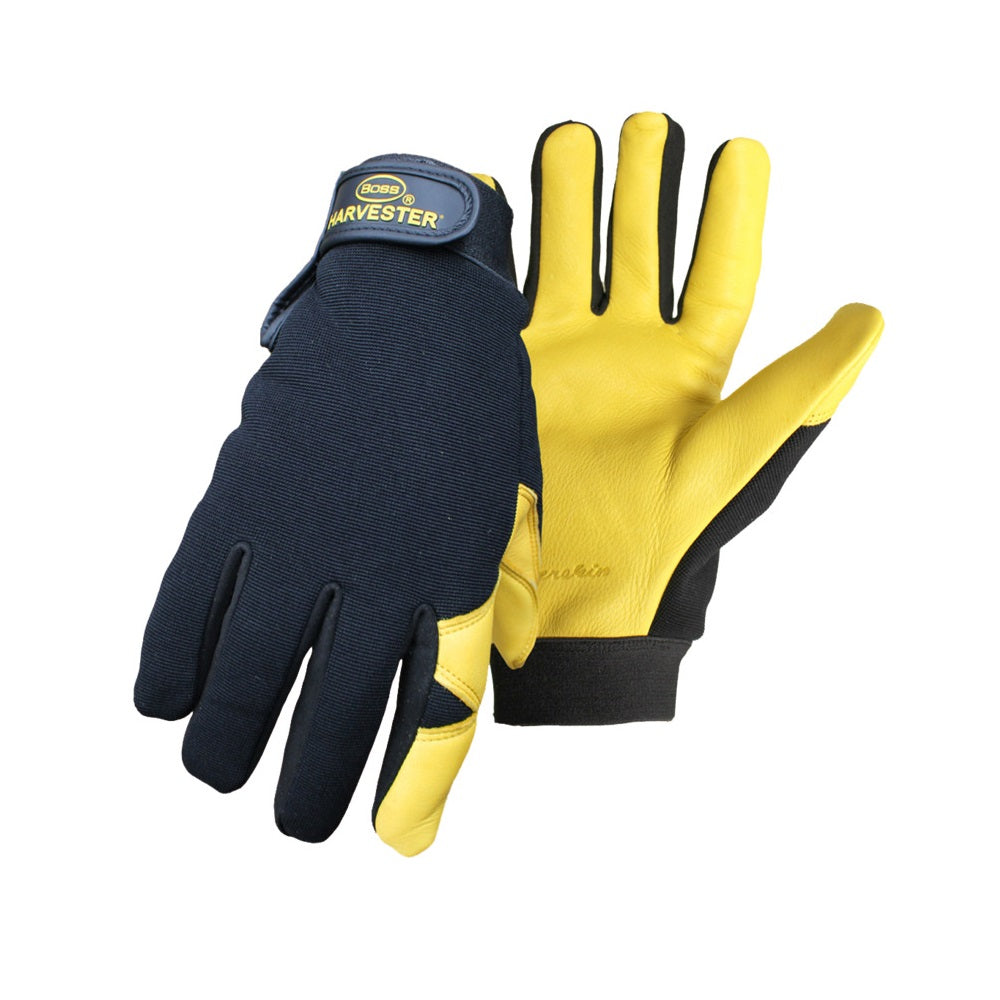 Boss 4187M Harvester Lined Deerskin Palm Gloves, Medium