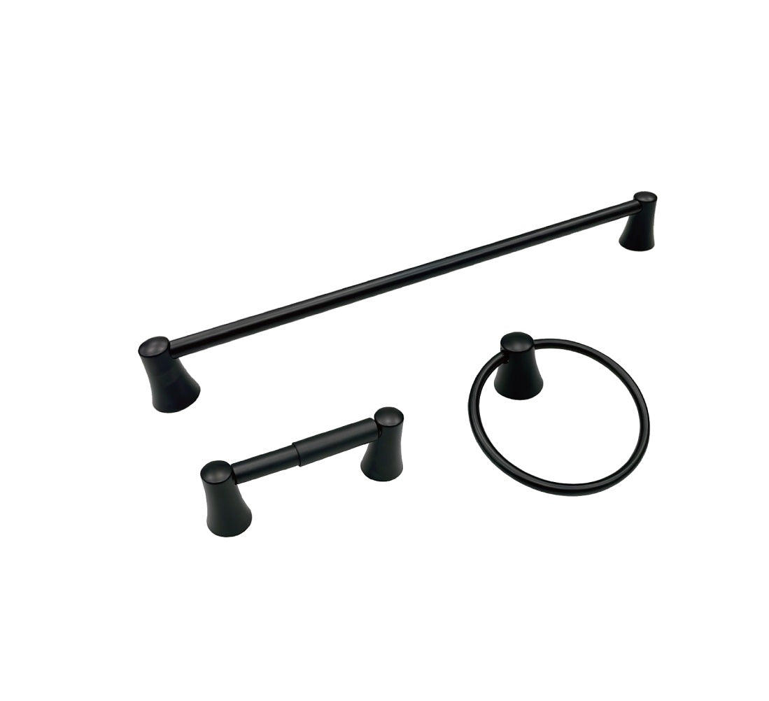 Boston Harbor 8703 Bath Accessory Set, Black, 3 Pieces