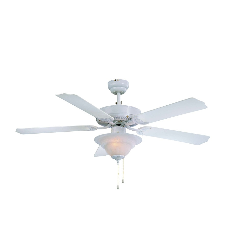 Boston Harbor CF-B552+1F242WH Ceiling Fan with 1 Dome Light, White, 52 in