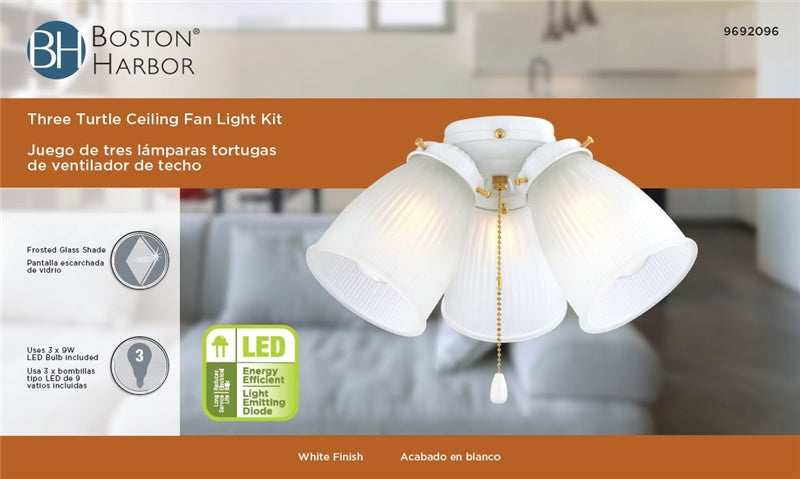 Boston Harbor CF-3FLK-WH Three Turtle Ceiling Fan Light Kit, White