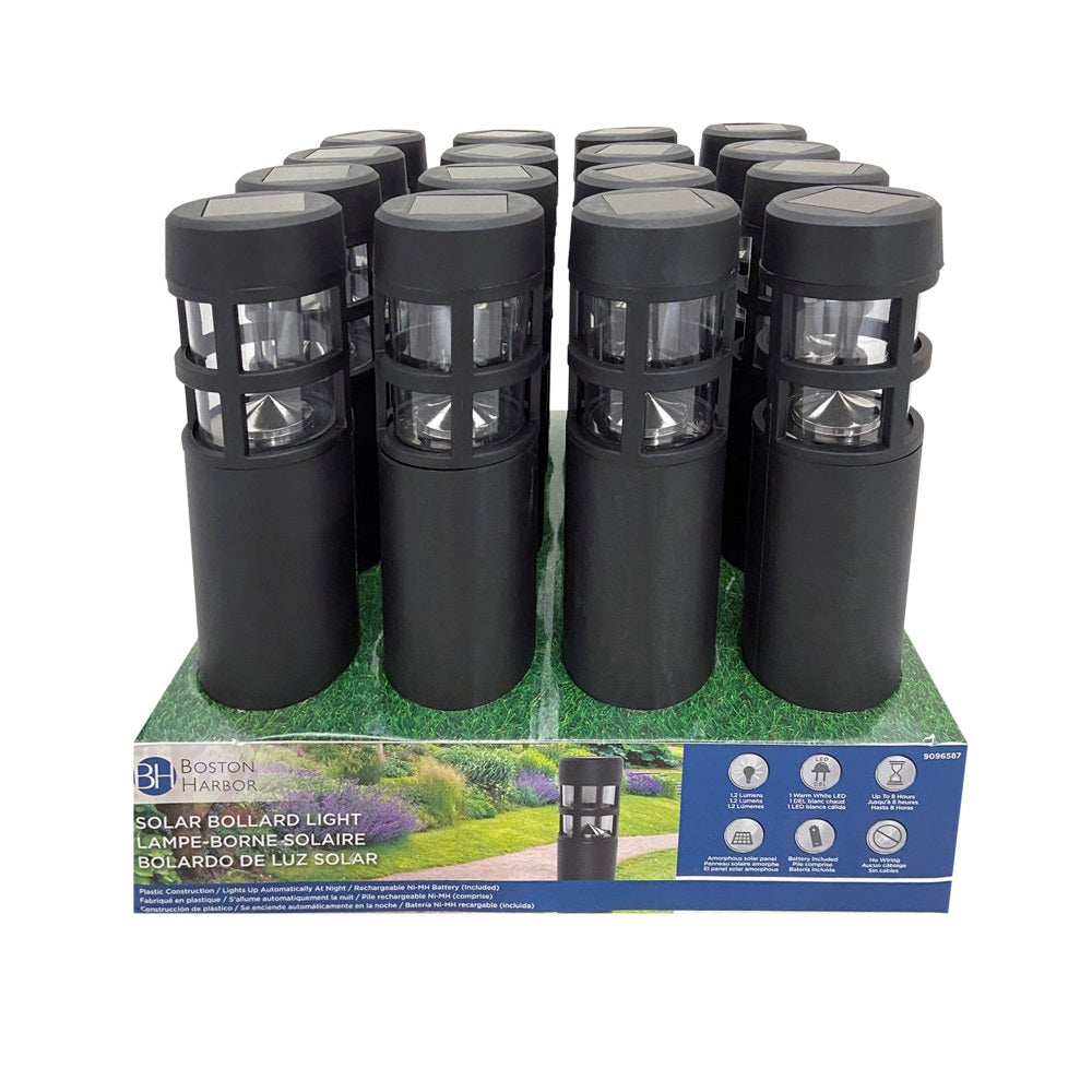 Boston Harbor 26075 Solar Bollard Light, Black
