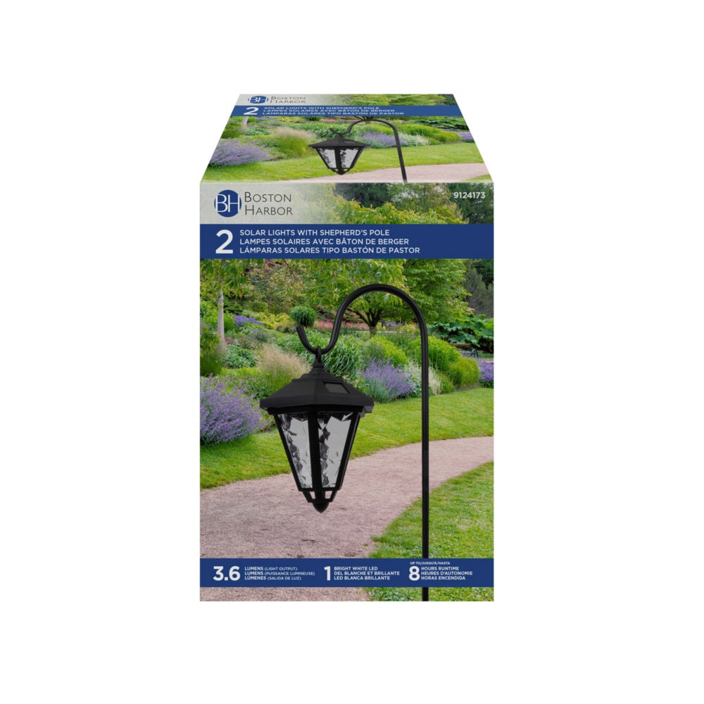 Boston Harbor 26056 Solar Shepard's Hook Coach Light, Black
