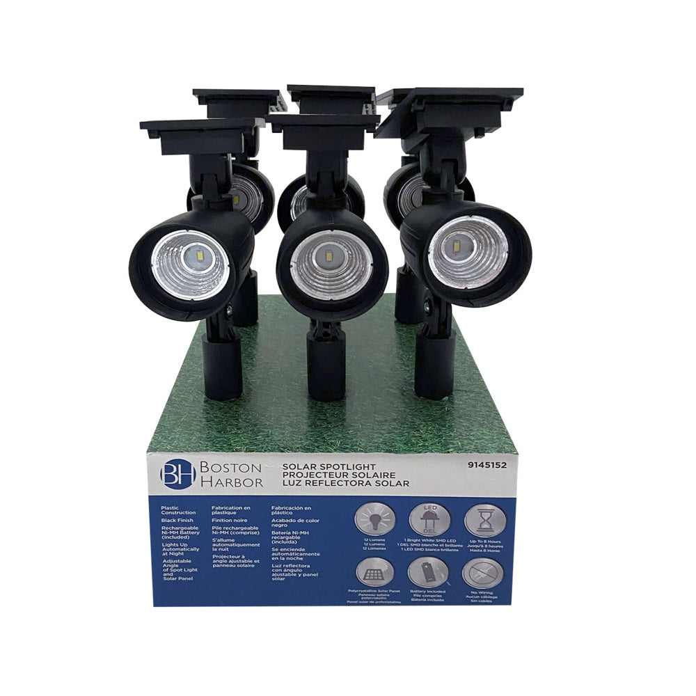 Boston Harbor 26078 Solar Spotlight, Black