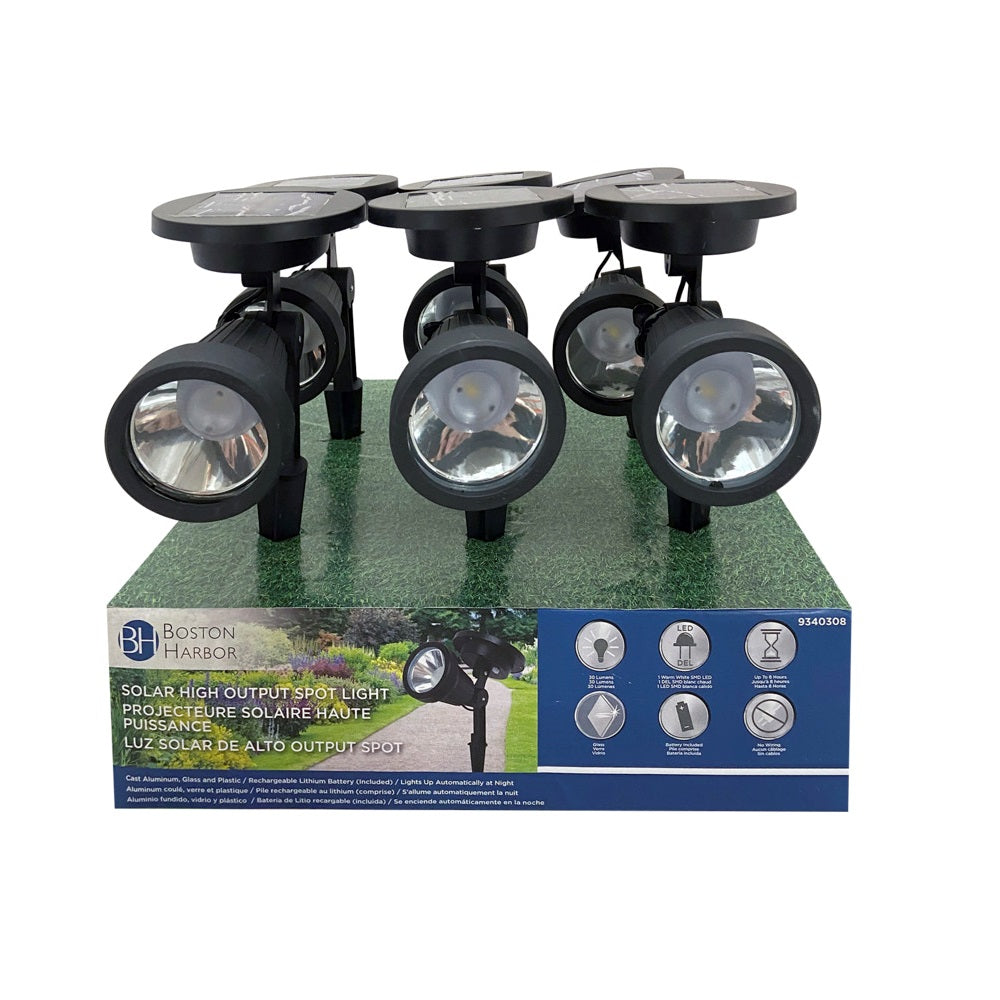 Boston Harbor 25658 Solar Spotlight, Black