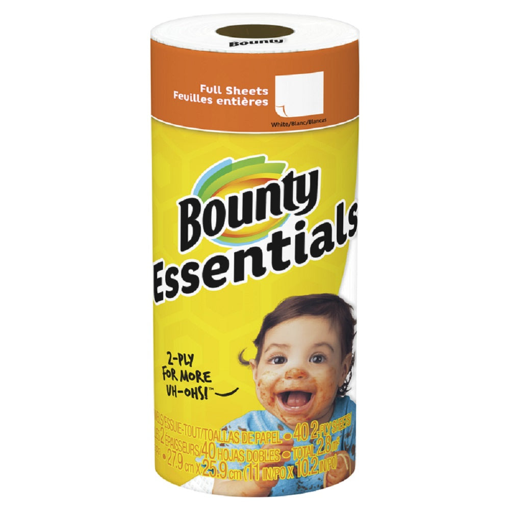 Bounty 74657 Essentials Full Sheet 2-Ply Paper Towel, White, 40-Sheet Roll