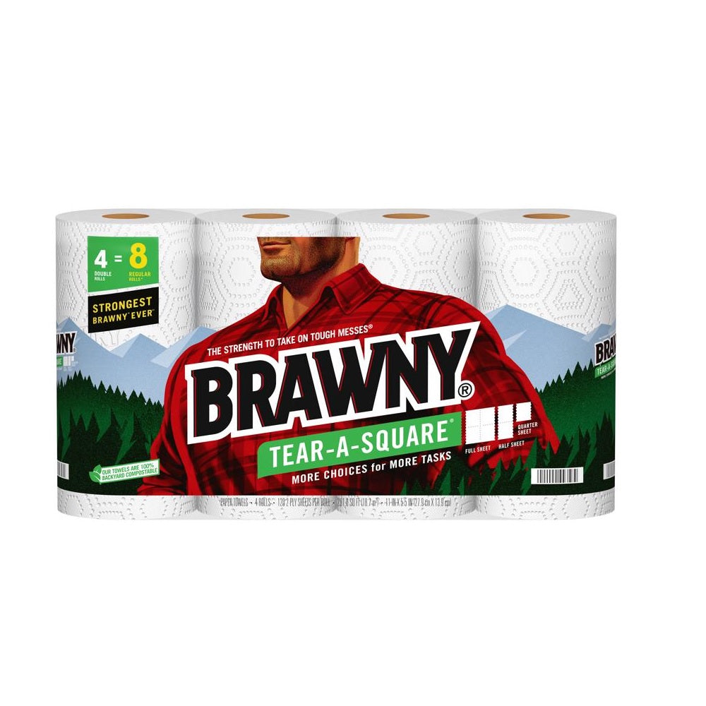 Brawny 44356 Tear-a-Square Paper Towels, White