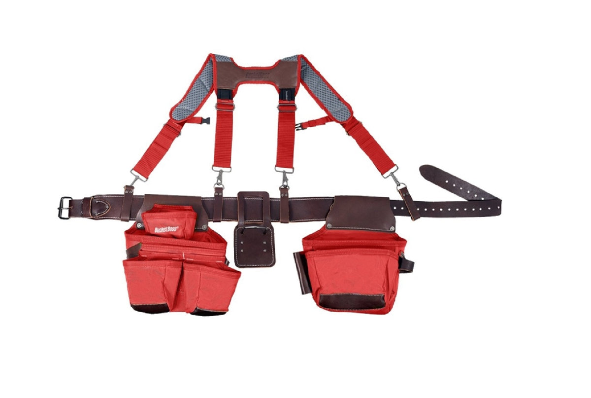 Bucket Boss 55505-RD Suspension Rig Tool Belt, Red, Pockets 19