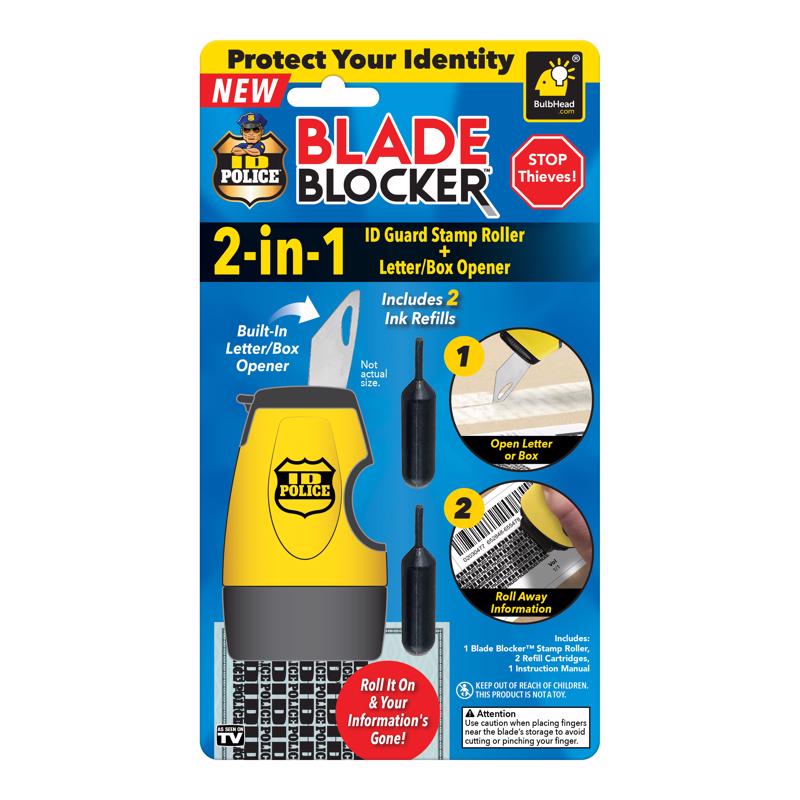 Bulbhead 16273-8 Blade Blocker ID Guard Stamp Roller/Box Opener, Black/Yellow