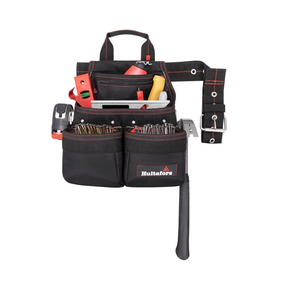 CLC HT5663 Hultafors Work Gear Tool and Nail Bag with Belt, Black/Red