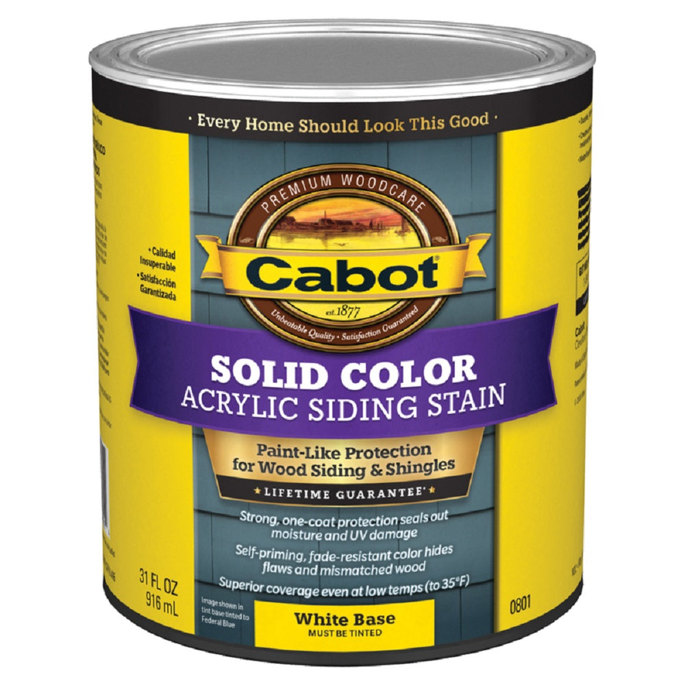 Cabot 140.0000801.005 Water-Based Siding Stain, White Base, 1 qt.