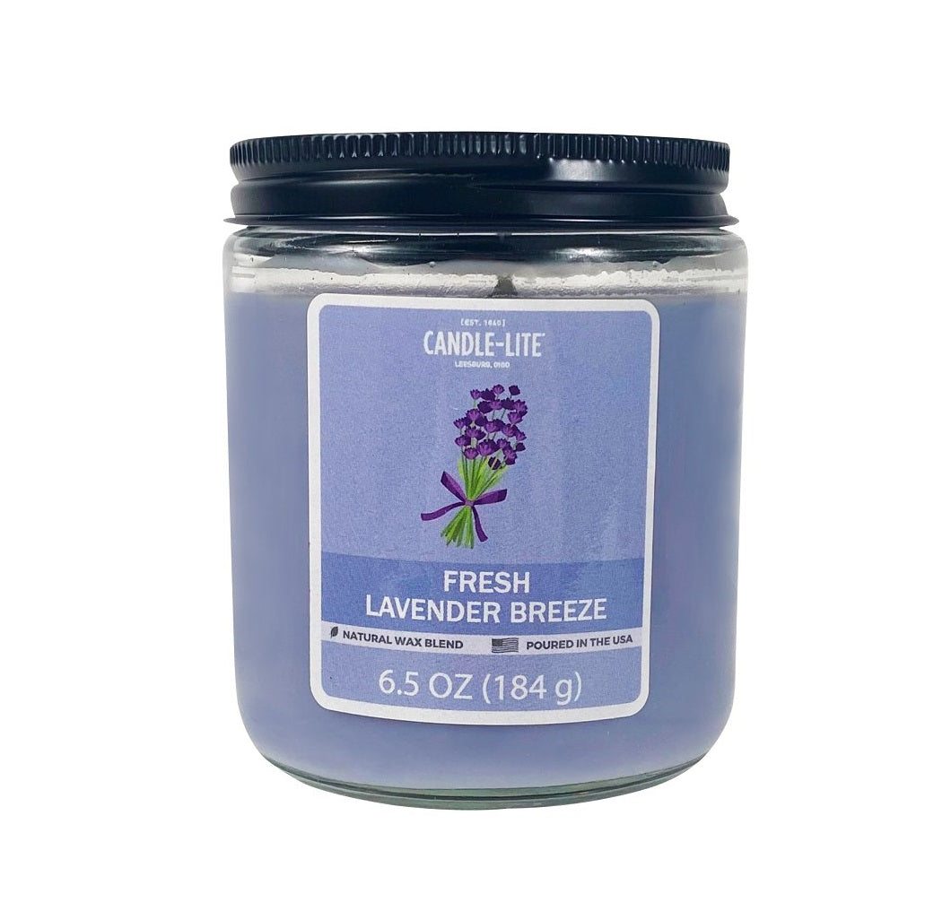 Candle-Lite 4603404 Jar Candle, Fresh Lavender Breeze Fragrance, 6.5 Ounce