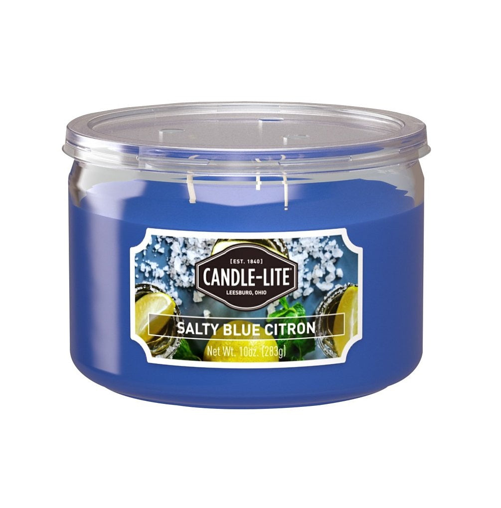 Candle-Lite 18791270 Jar Candle, Salty Blue Citron Fragrance, 10 Oz