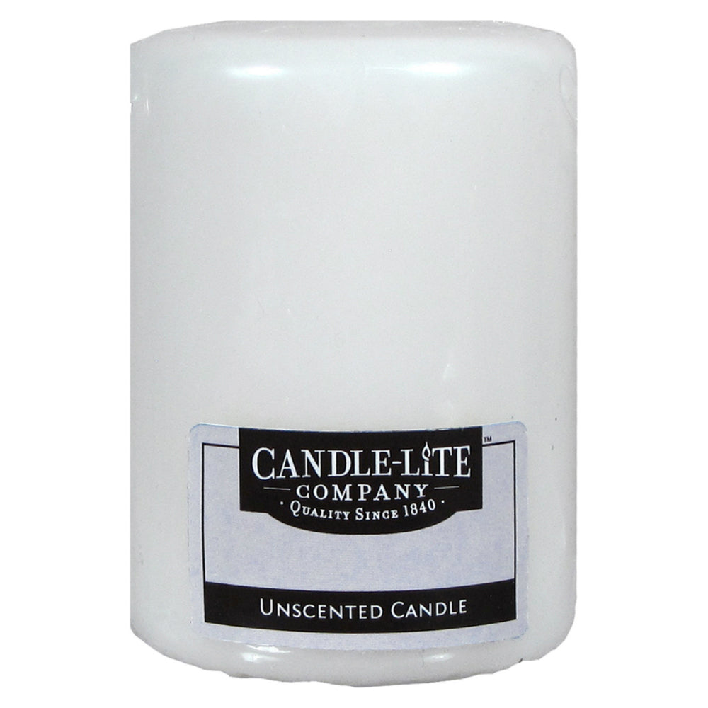 Candle-Lite 1593595 Pillar Candle, White, 4 in