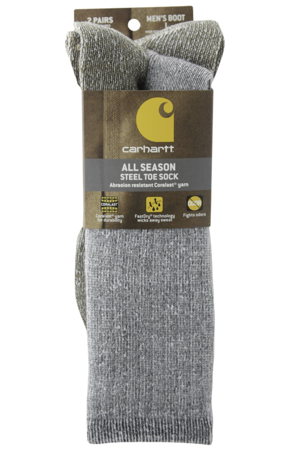 Carhartt A767-2 HGY L Men's Cushioned Boot Socks, L, Gray