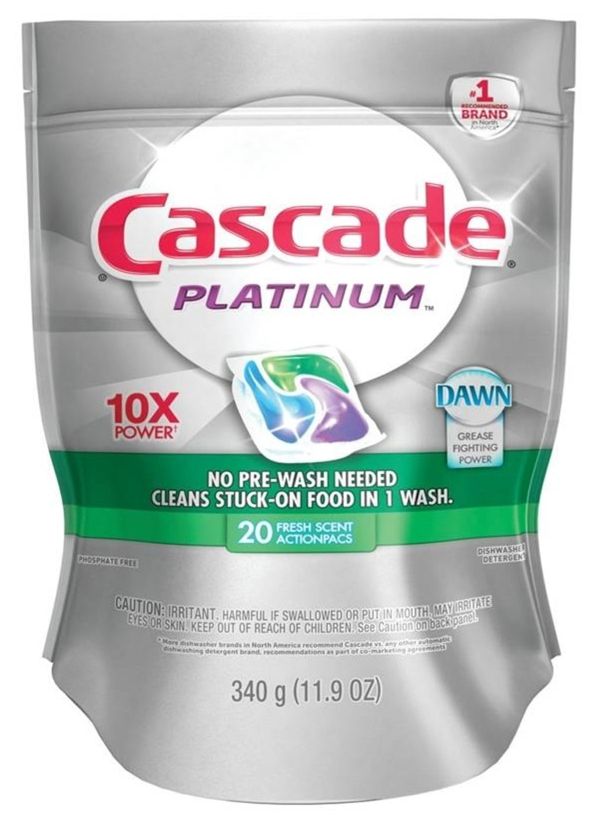 Cascade 80720 Platinum ActionPacs Dishwasher Detergent, 11.9 Oz