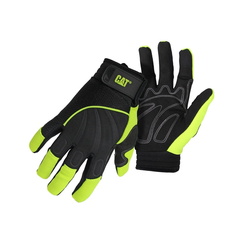 Cat CAT012224L High-Visibility Utility Men's Gloves, Green, Large