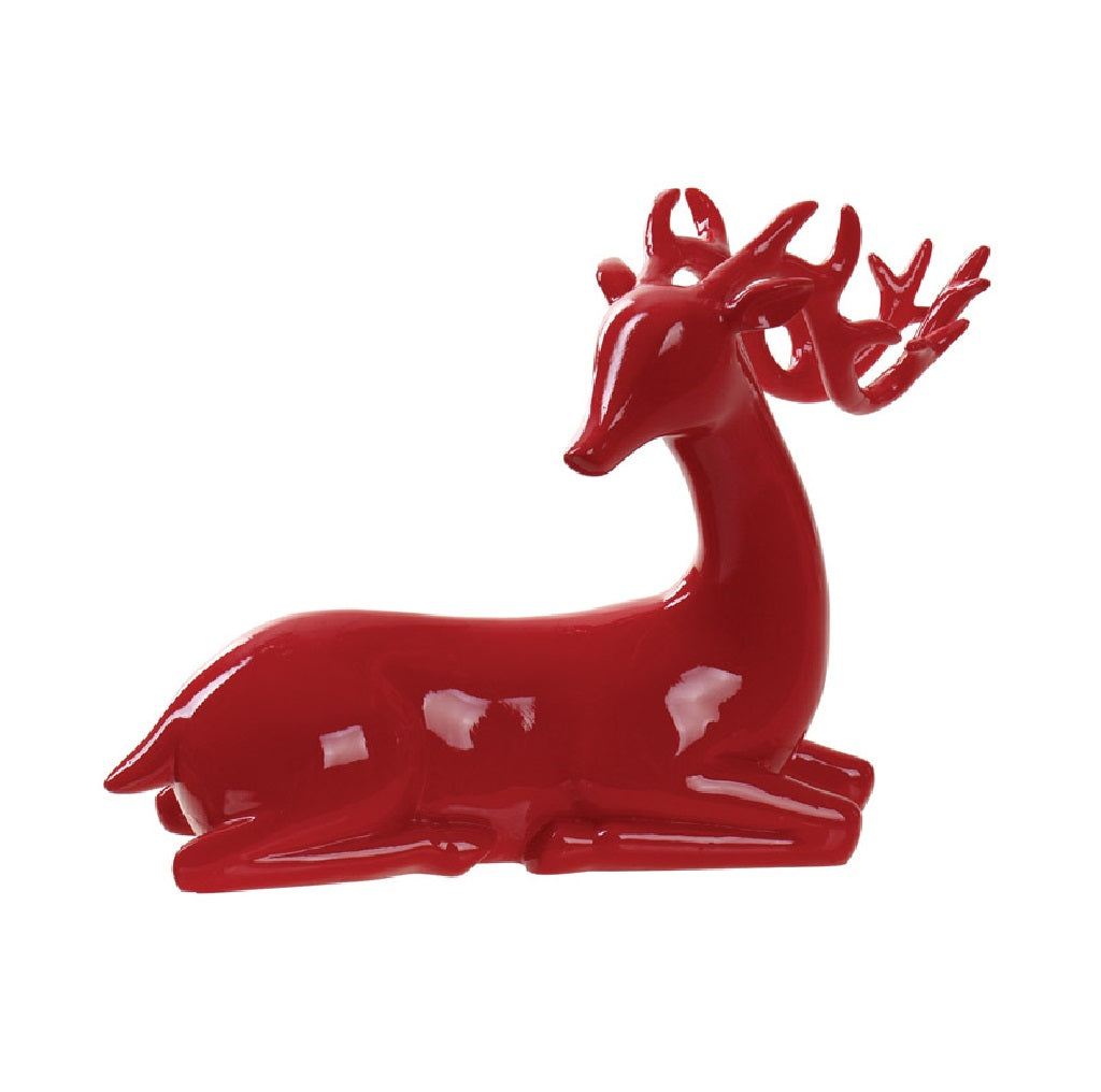Celebrations B9843899-5L2BR Christmas Tabletop Deer, Polyresin, Red