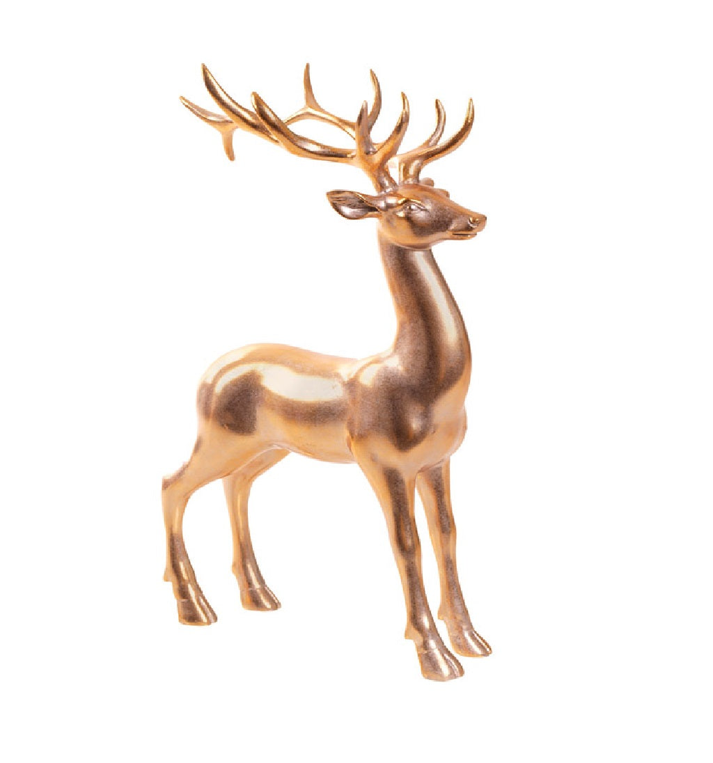 Celebrations BS170194A Christmas Tabletop Deer, Polyresin, Gold, 14" H